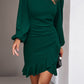 Ruched Ruffled Balloon Sleeve Mini Dress