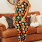 Pumpkin Printed Short Sleeve Top and Pants Pajama Set