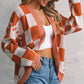 Plaid Open Front Dropped Shoulder Cardigan