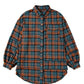 Red Plaid Long Sleeve Distressed Hem Shirt