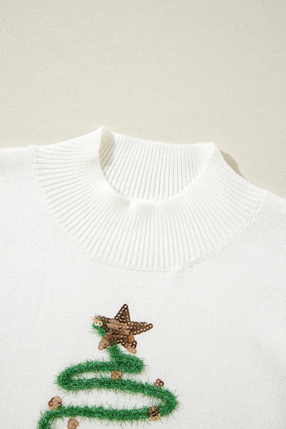 Sequin Mock Neck Short Sleeve Sweater