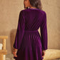 Ruffled V-Neck Long Sleeve Dress