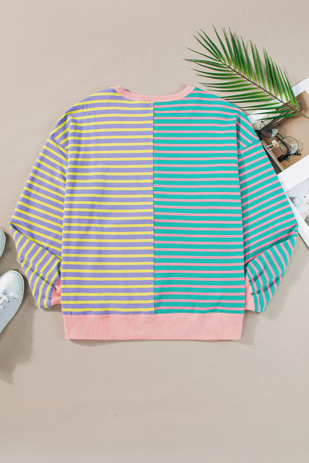 Contrast Striped Long Sleeve Sweatshirt