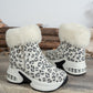 Side Zipper Leopard Platform Boots