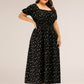 Plus Size Polka Dot Square Neck Dress