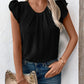 Ruched Round Neck Cap Sleeve Blouse