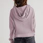 Waffle-Knit Dropped Shoulder Hooded Jacket