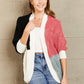 Woven Right Color Block Cable-Knit Batwing Sleeve Cardigan