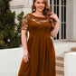 Plus Size Ruched Round Neck Short Sleeve Dress