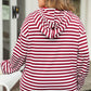 Plus Size Drawstring Striped Dropped Shoulder Hoodie