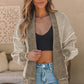 Waffle-knit Pocketed Open Front Cardigan