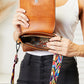 SHOMICO PU Leather Wide Strap Crossbody Bag