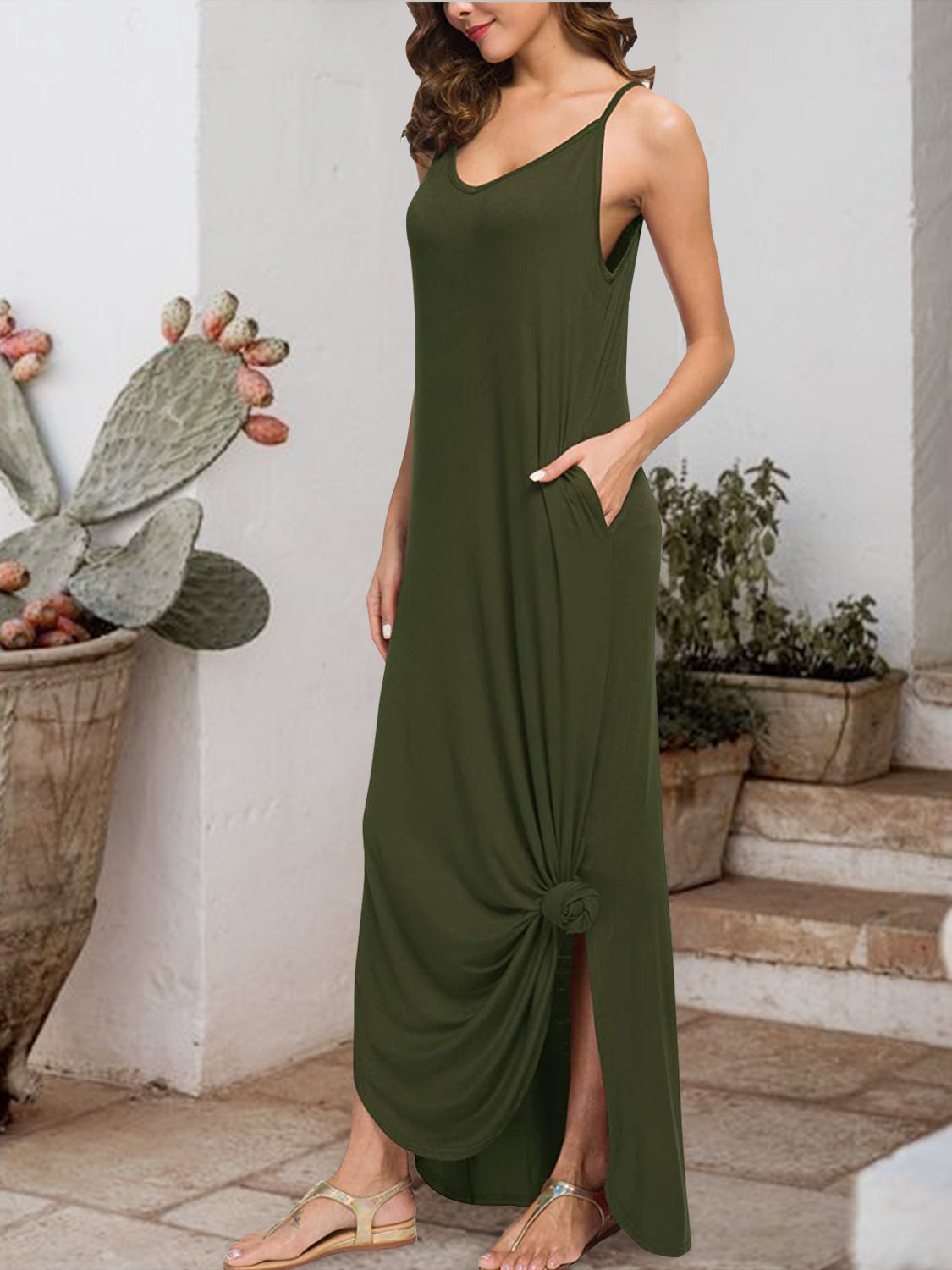 Slit Scoop Neck Sleeveless Dress