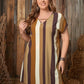 Plus Size Striped Short Sleeve Mini Dress