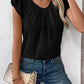 Ruched Round Neck Cap Sleeve Blouse