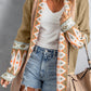 Geometric Open Front Long Sleeve Cardigan