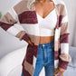 Striped Rib-Knit Open Front Longline Cardigan