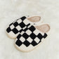 Melody Checkered Print Plush Slide Slippers