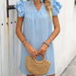 Ruffled Notched Cap Sleeve Mini Dress