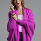 Dolman Sleeve Open Front Ribbed Trim Longline Cardigan