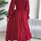 Polka Dot Flounce Sleeve Midi Dress