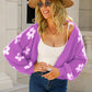 Floral Open Front Fuzzy Cardigan