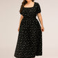 Plus Size Polka Dot Square Neck Dress