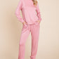 Super Lady Round Neck Raglan Sleeve Top and Drawstring Pants Lounge Set