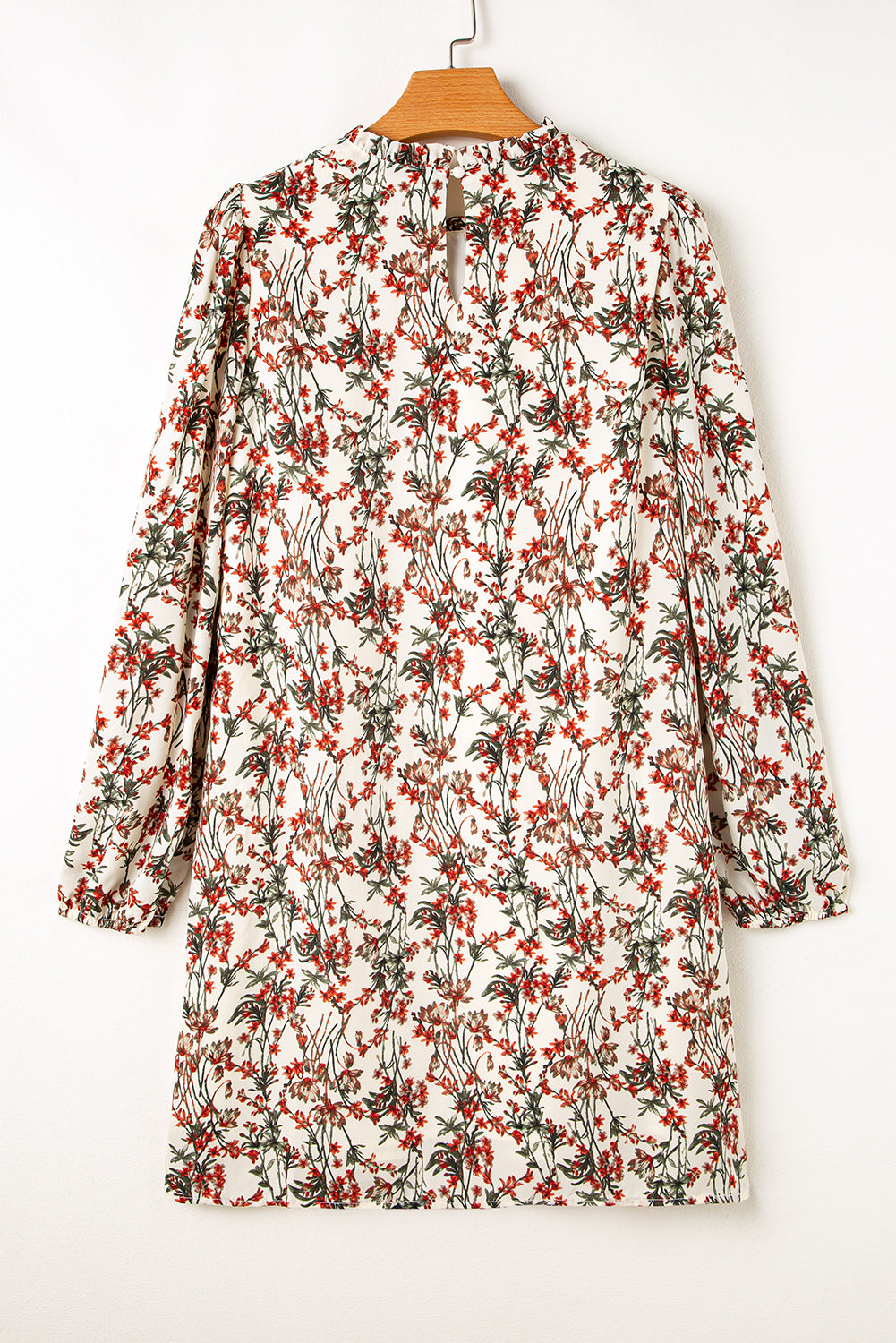 Floral Round Neck Long Sleeve Dress