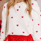 Heart Round Neck Long Sleeve Sweater