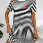 Striped Round Neck Short Sleeve Dress