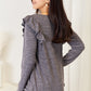 Double Take Square Neck Ruffle Shoulder Long Sleeve T-Shirt