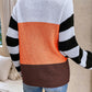 Color Block Tied Dropped Shoulder Sweater