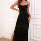 Sequin Backless Split Maxi Dress