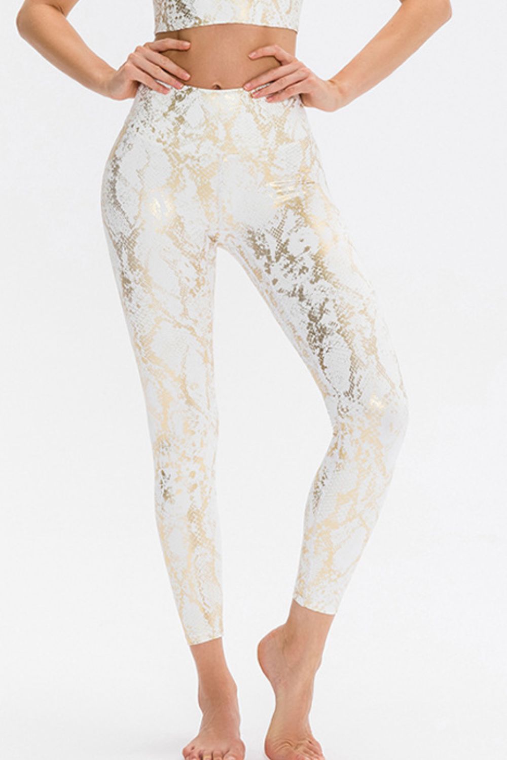 Snakeskin Slim Fit Wide Waistband Long Leggings