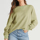 Waffle-Knit Long Sleeve Sweatshirt