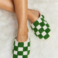 Melody Checkered Print Plush Slide Slippers