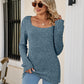 Square Neck Ribbed Long Sleeve T-Shirt