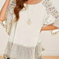 Full Size Frill Printed Round Neck Half Sleeve Blouse