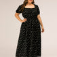 Plus Size Polka Dot Square Neck Dress