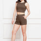 Round Neck Tank and Drawstring Shorts Set