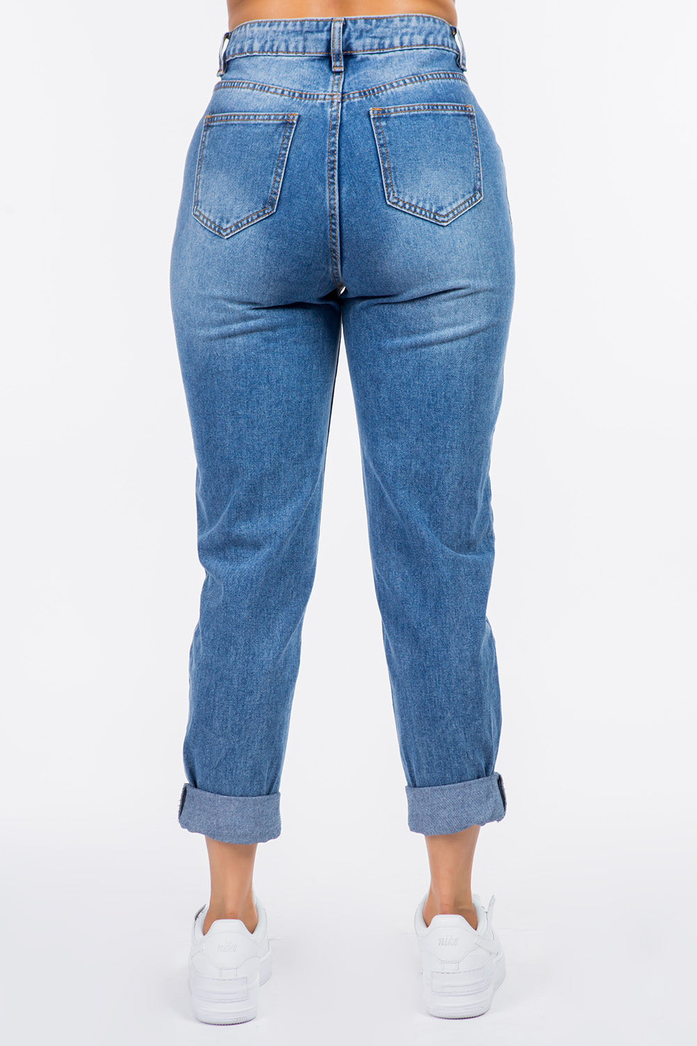 American Bazi High Waist Pleated Mom Jeans