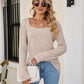 Square Neck Ribbed Long Sleeve T-Shirt