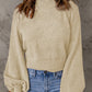 Ribbed Trim Balloon Sleeve Sweater