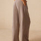 Ribbed Drawstring Wide Leg Pants