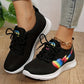 Rainbow Heart Mesh Lace-Up Sneakers