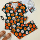 Pumpkin Printed Short Sleeve Top and Pants Pajama Set