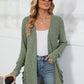 Pocketed Open Front Long Sleeve Cardigan