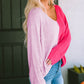 Contrast Color V-Neck Long Sleeve Pullover Sweater