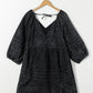 V-Neck Three Quarter Sleeve Denim Dress